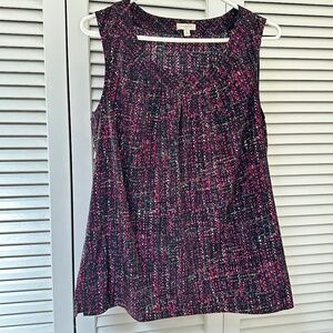 Talbots Sleeveless Colorful Print Blouse Scoop Neck Medium